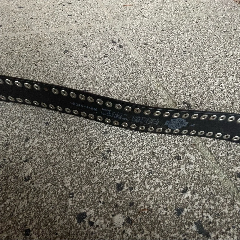 Harley-Davidson Black Leather Belt with Silver Studded Buckle Sz 36